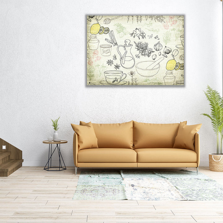 Lemon Tea and Herbs - Canvas Print Wall Art