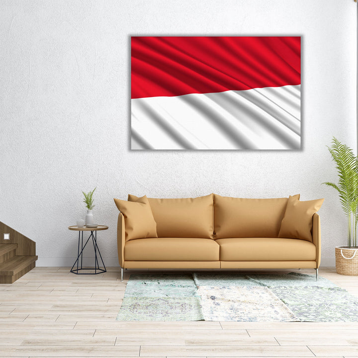 Monaco Flag Waving - Canvas Print Wall Art