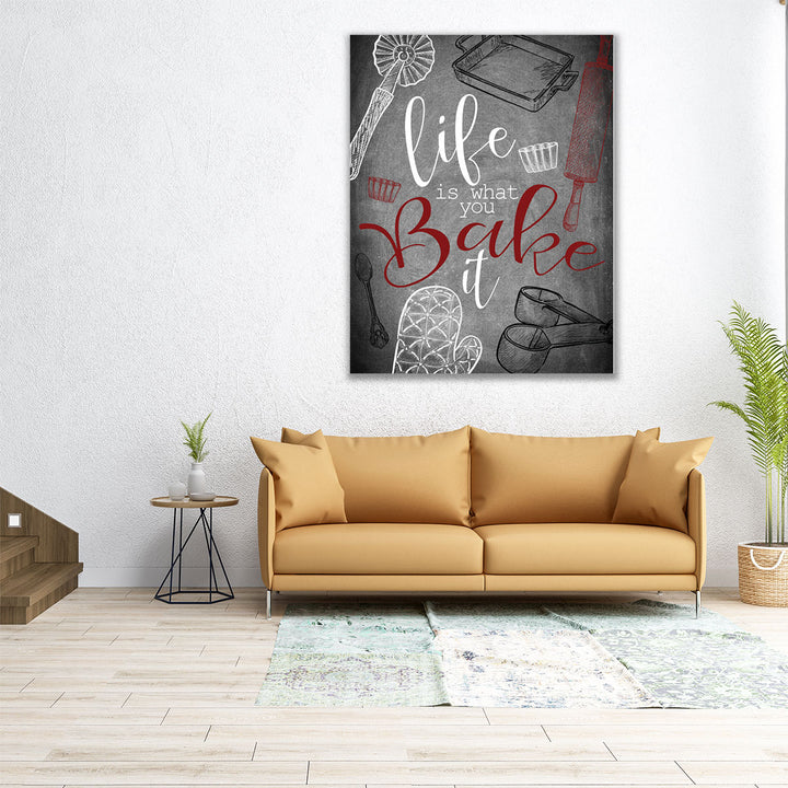Life is What you Bake It Red - Canvas Print Wall Art