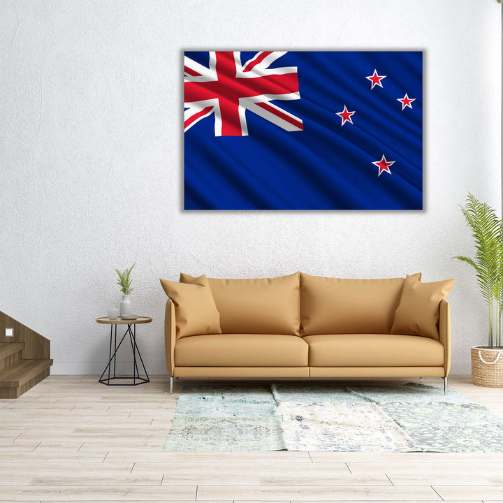 New Zealand Flag Waving - Canvas Print Wall Art