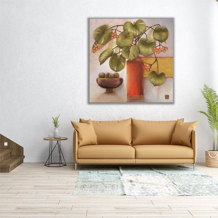 Passion Fruit And Vase - Canvas Print Wall Art