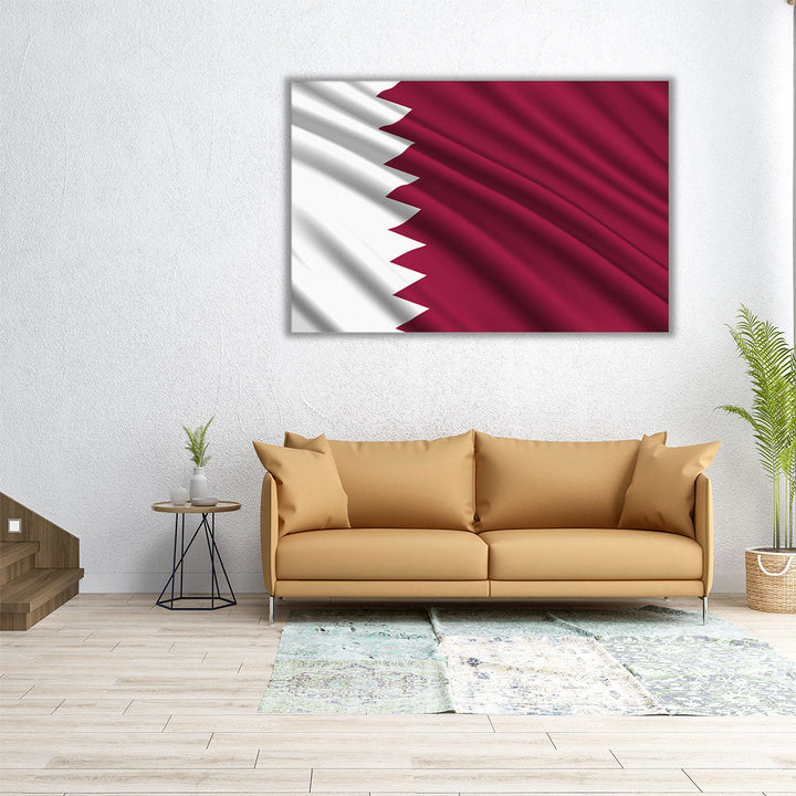 Qatar Flag Waving - Canvas Print Wall Art