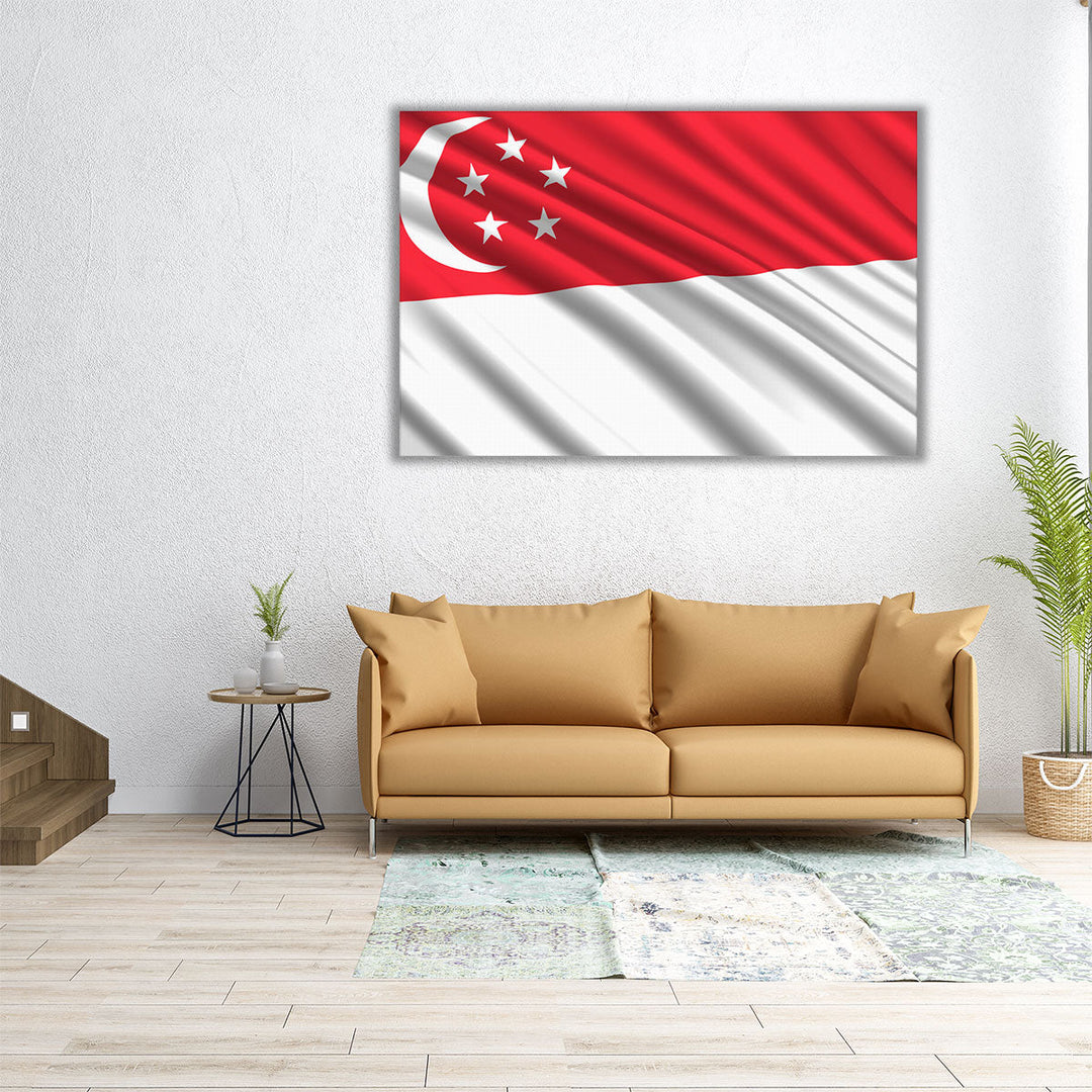 Singapore Flag Waving - Canvas Print Wall Art