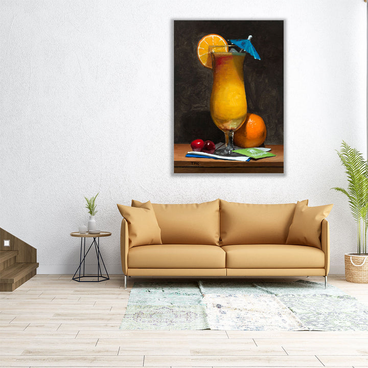 Beachside Cocktail Bliss - Canvas Print Wall Art