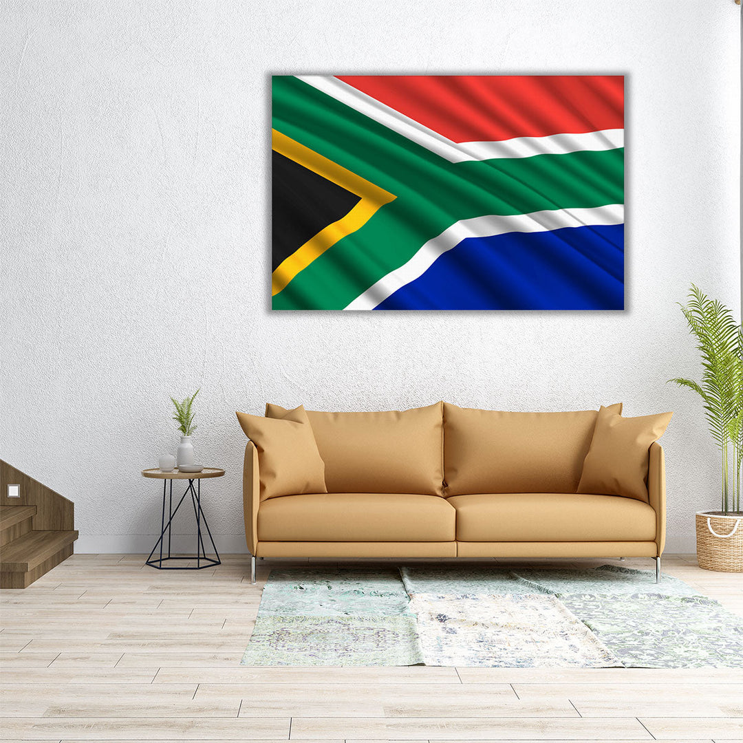 South Africa Flag Waving - Canvas Print Wall Art