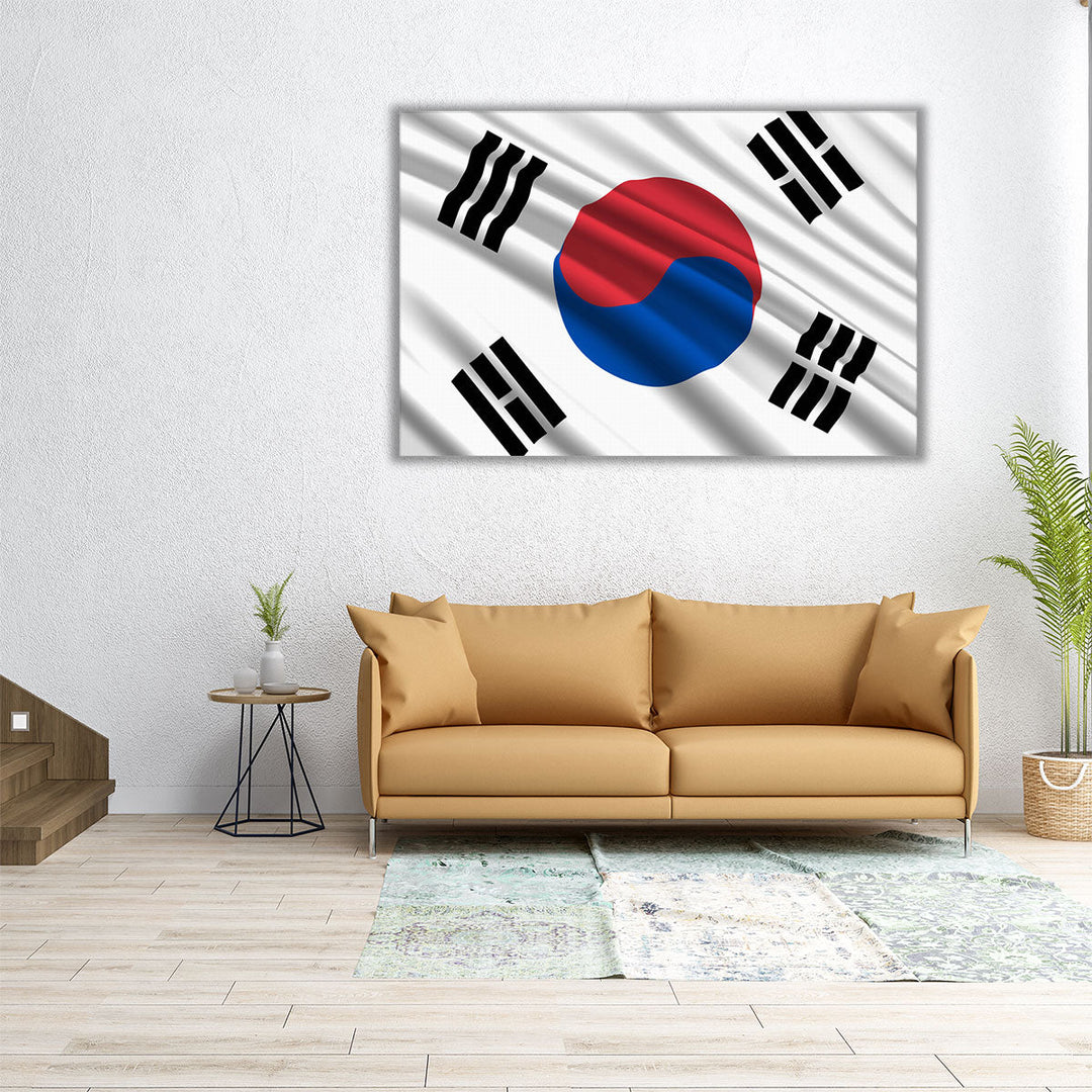 South Korea Flag Waving - Canvas Print Wall Art