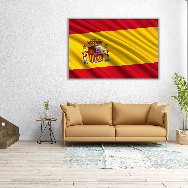 Spain Flag Waving - Canvas Print Wall Art