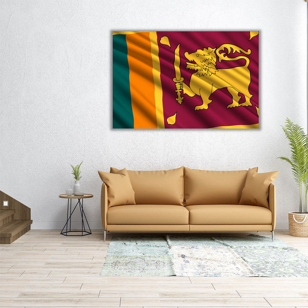 Sri Lanka Flag Waving - Canvas Print Wall Art