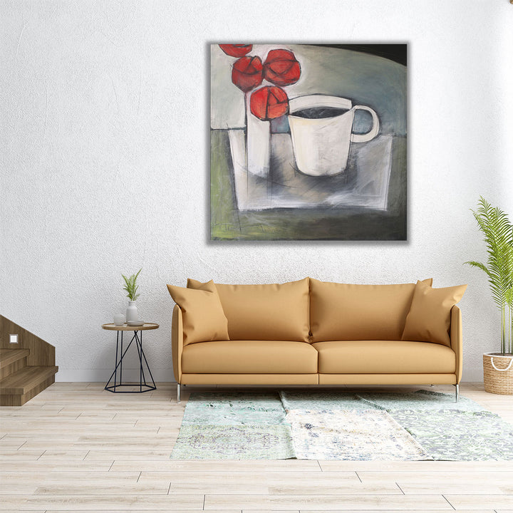 Coffee And Roses - Canvas Print Wall Art
