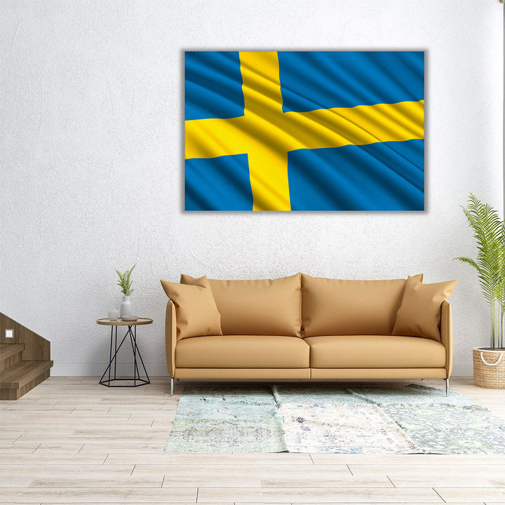 Sweden Flag Waving - Canvas Print Wall Art