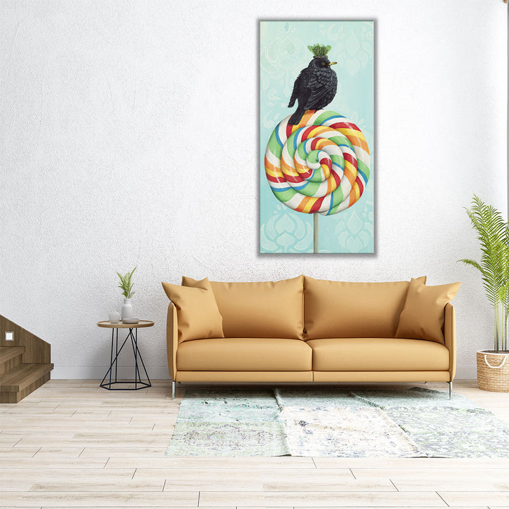 Chonky Bird on a Lollipop - Canvas Print Wall Art