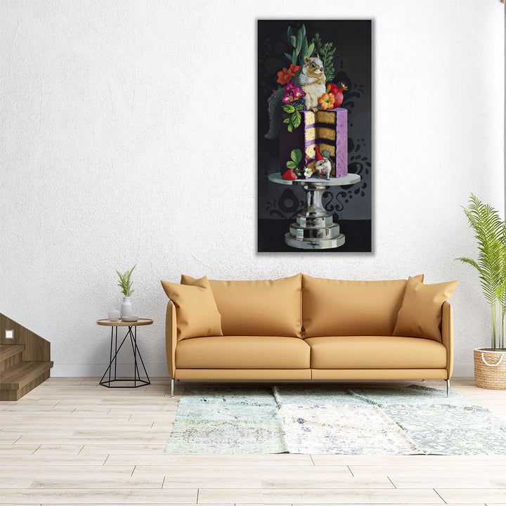 Purple Cake Squirrels - Canvas Print Wall Art