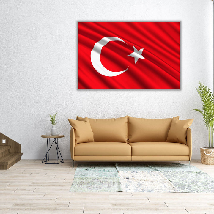 Turkey Flag Waving - Canvas Print Wall Art