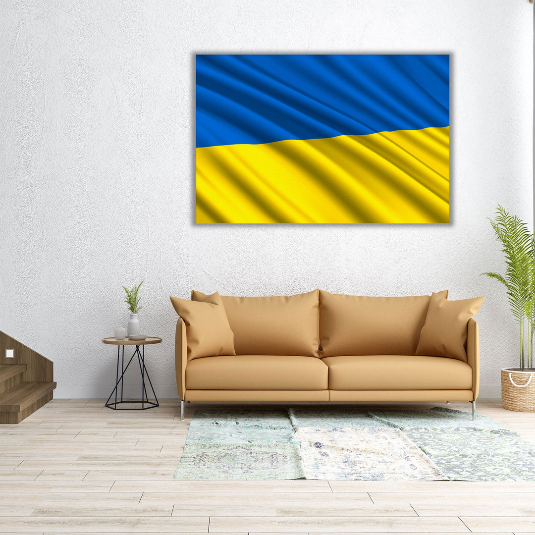 Ukraine Flag Waving - Canvas Print Wall Art