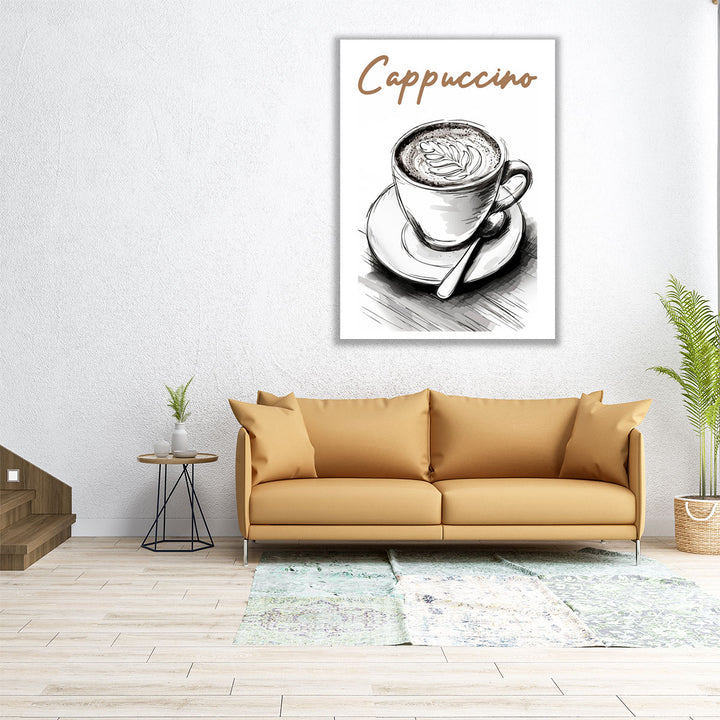 Espresso Framed Canvas minimal spoon and cup composition