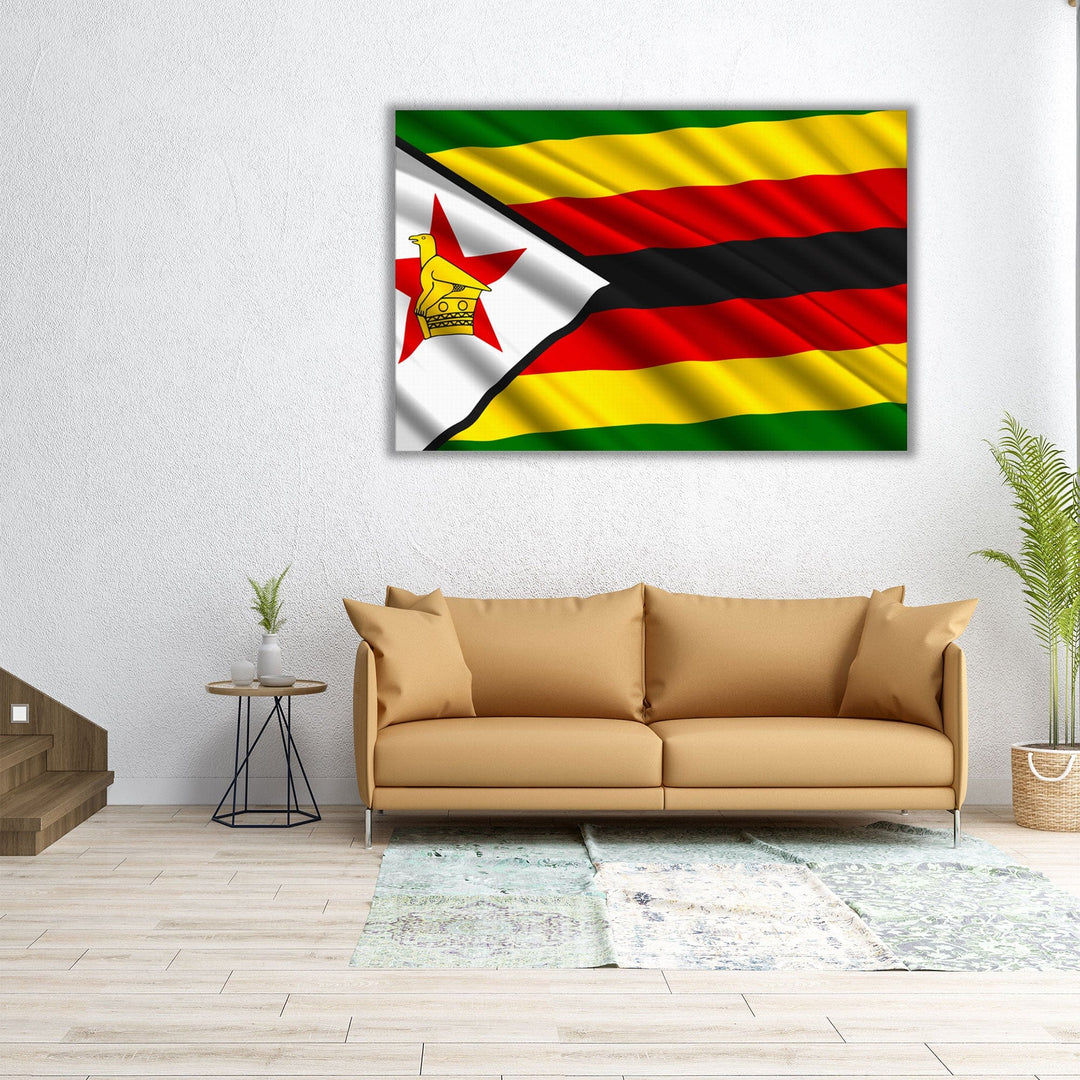 Zimbabwe Flag Waving - Canvas Print Wall Art