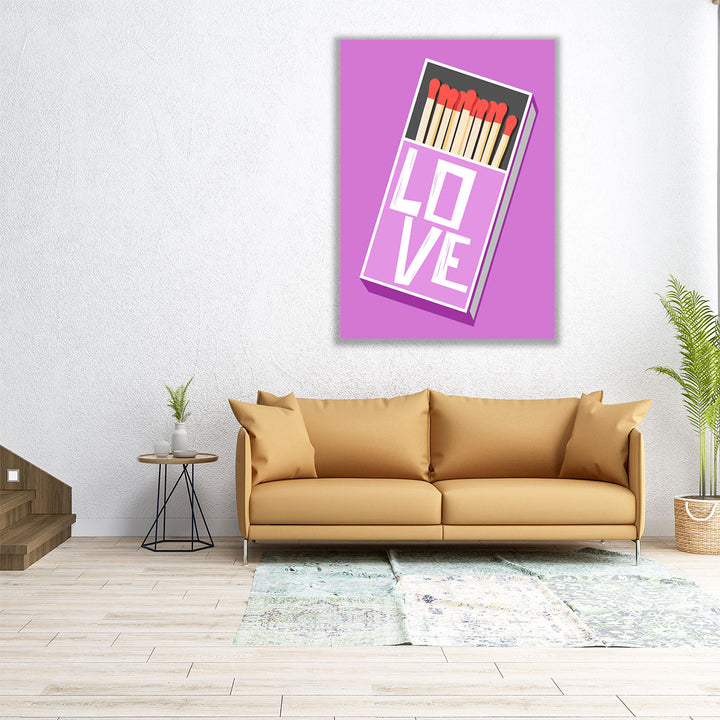 purple typography print – graphic matchstick box