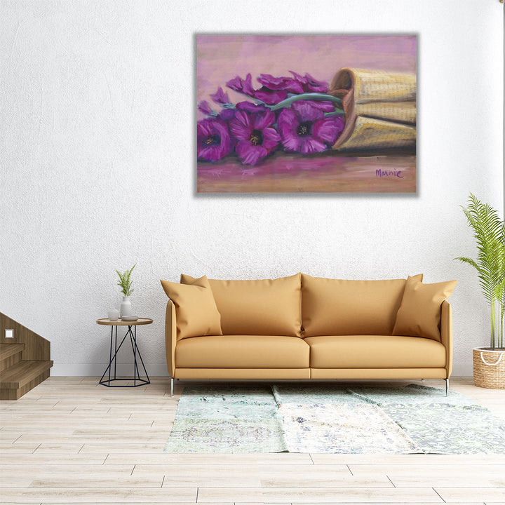 large floral print – violet flowers display