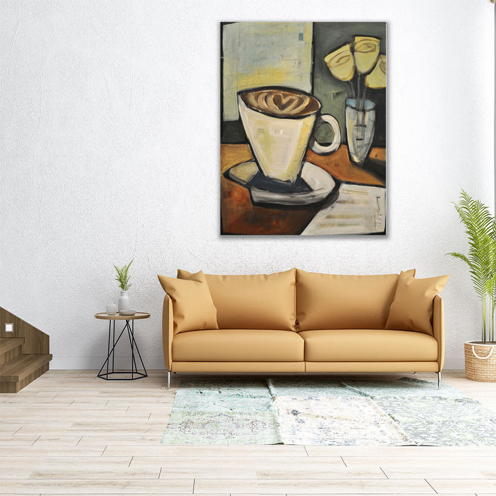 32x40 Canvas Print – abstract coffee floral art