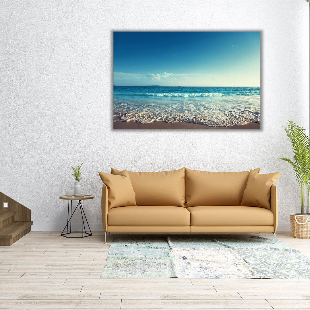 Sunset on Seychelles Beach - Canvas Print Wall Art