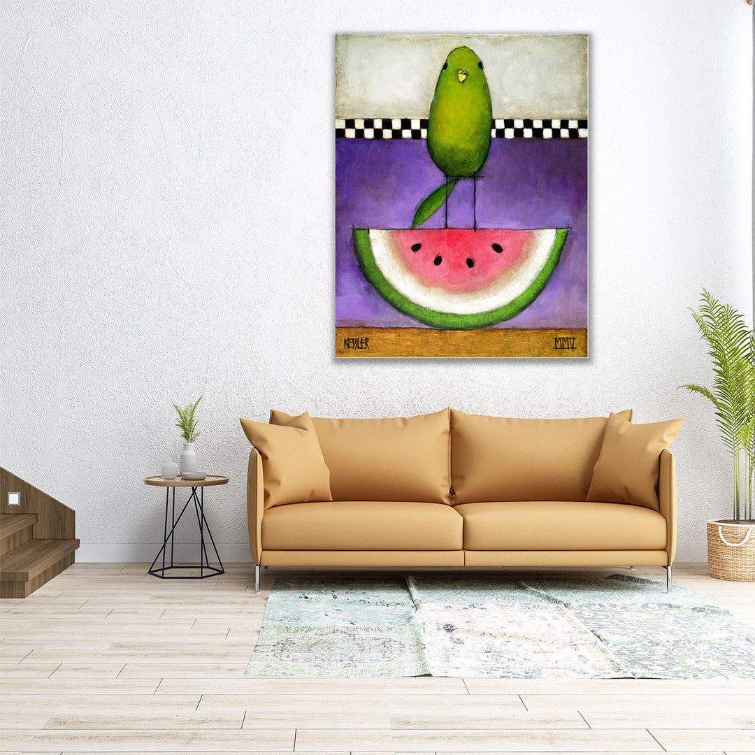 Watermelon Bird - Canvas Print Wall Art