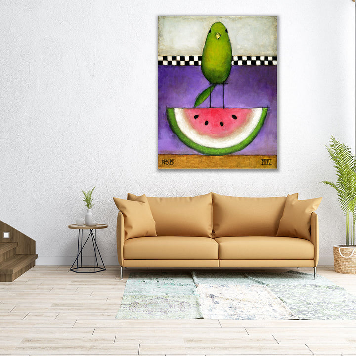 Watermelon Bird - Canvas Print Wall Art