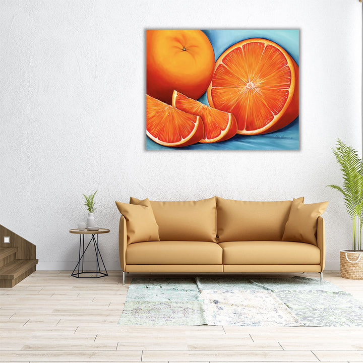 30x24 canvas print of orange slices