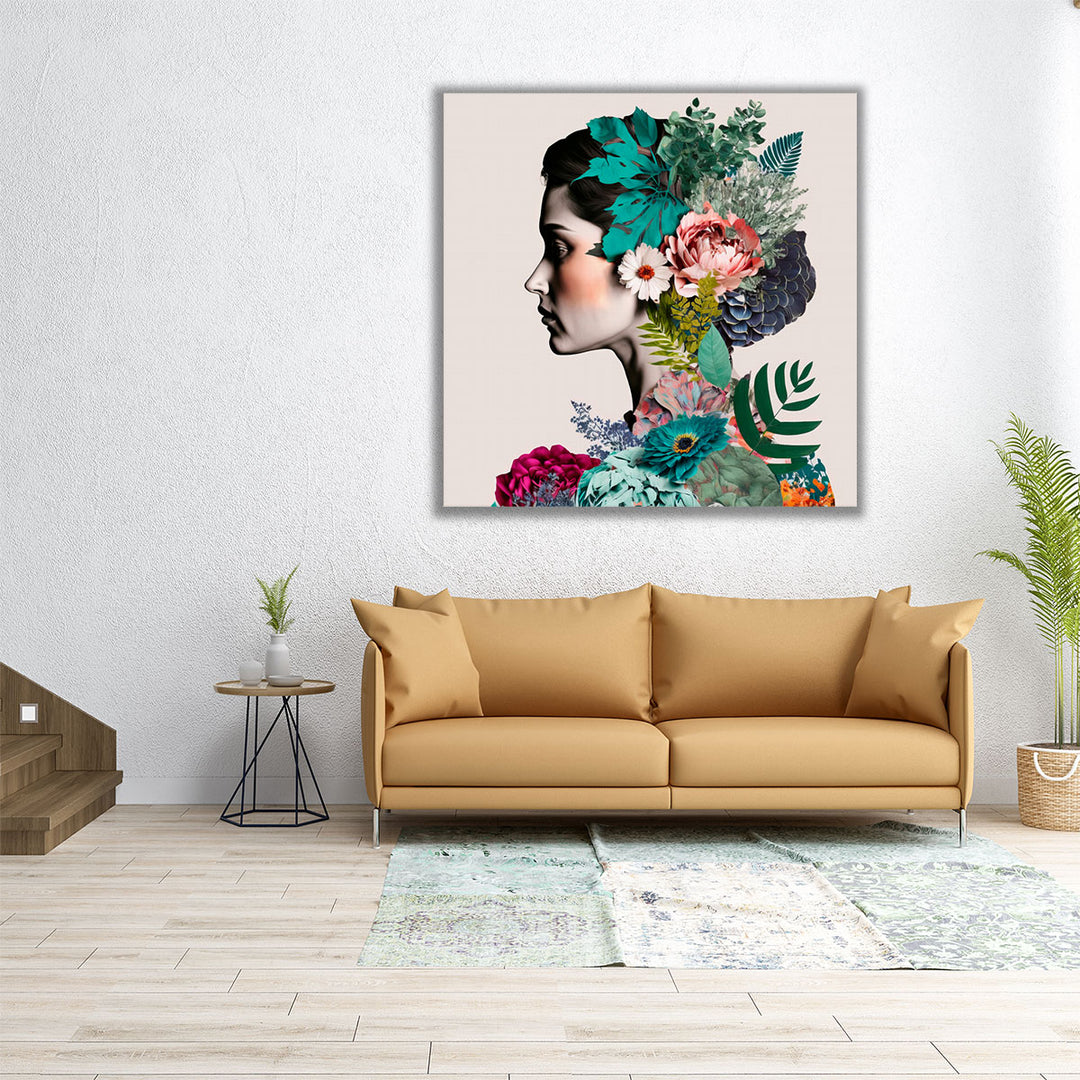 Floral Profile - Canvas Print Wall Art