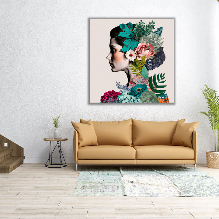 Floral Profile - Canvas Print Wall Art