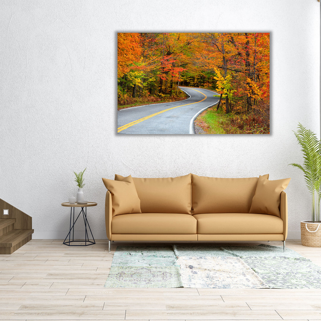 Beautiful Rural Vermont Drive in Autumn Time - Canvas Print Wall Art