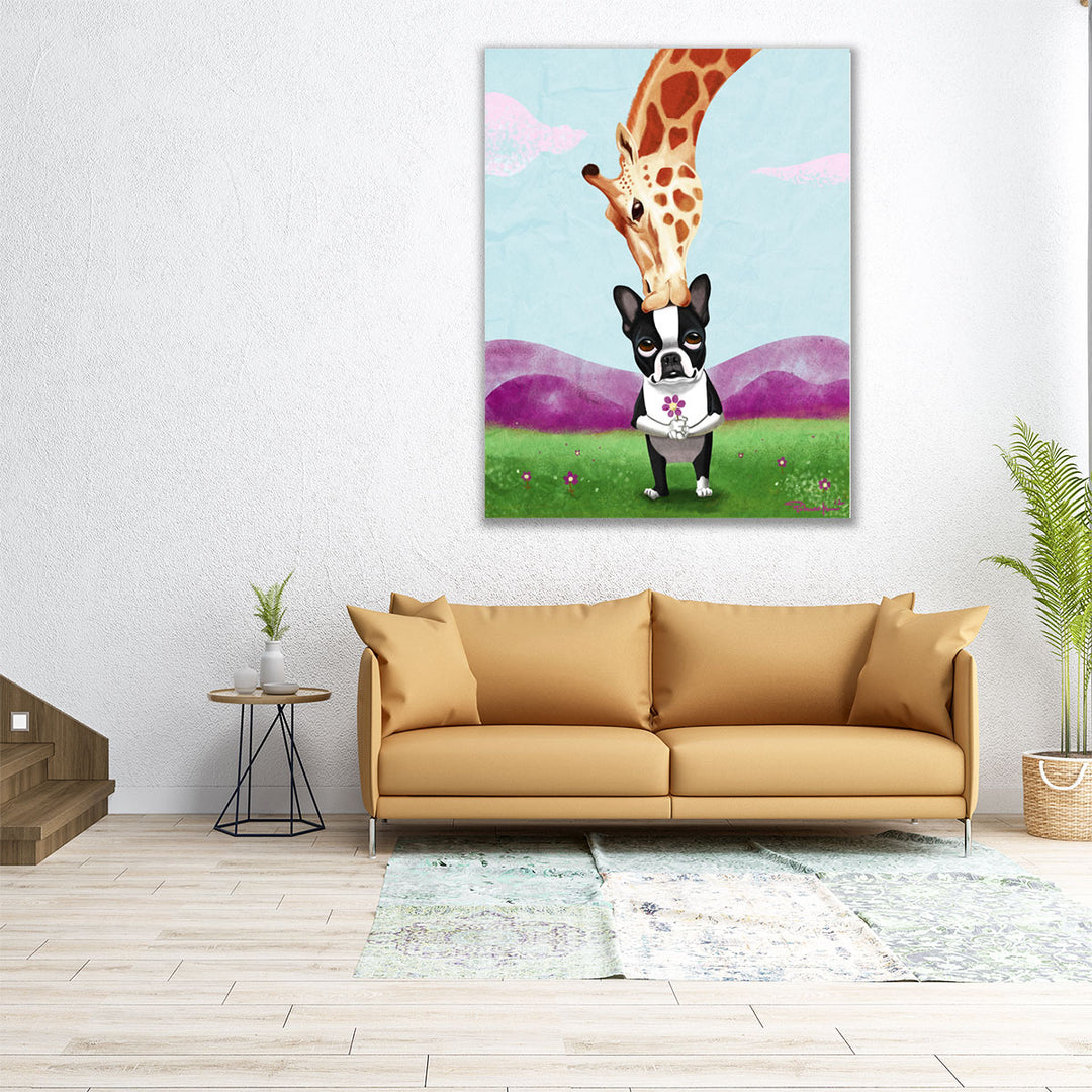 Giraffe Kisses - Canvas Print Wall Art