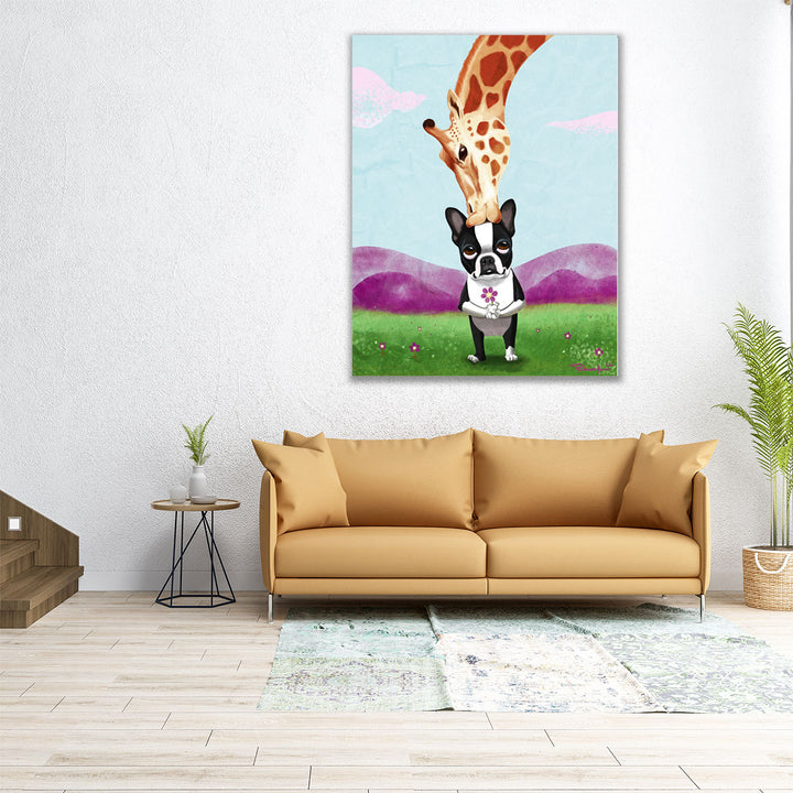 Giraffe Kisses - Canvas Print Wall Art