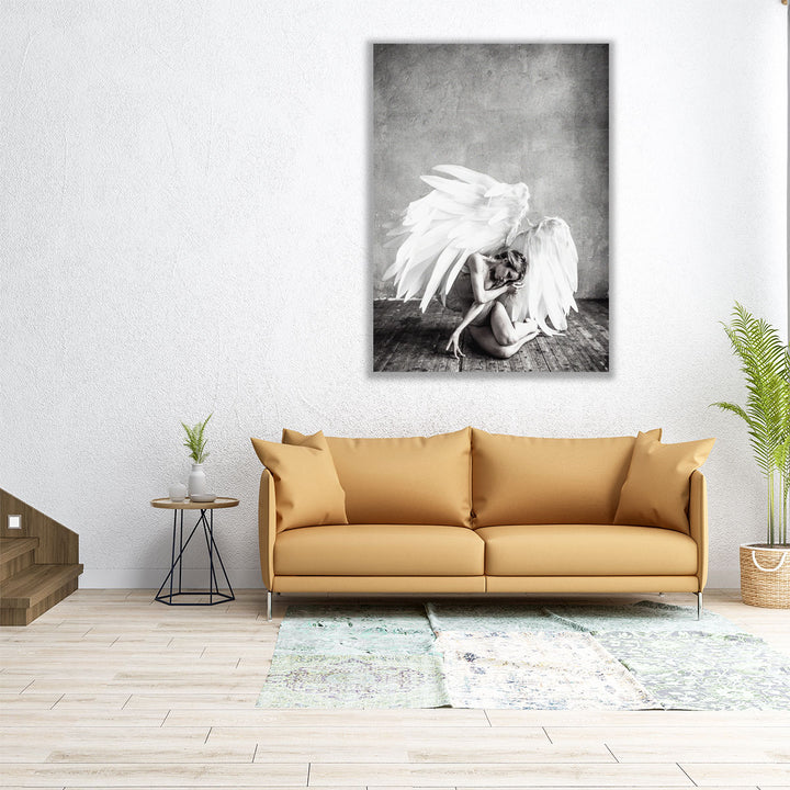 Angel Black and White - Canvas Print Wall Art