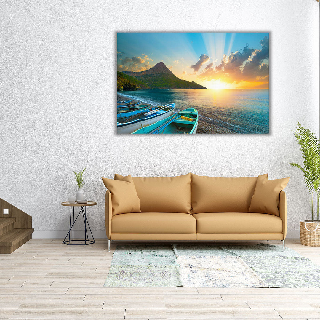 Sunset View On The Mediterranean Beach, Adrasan,  Antalya City - Canvas Print Wall Art