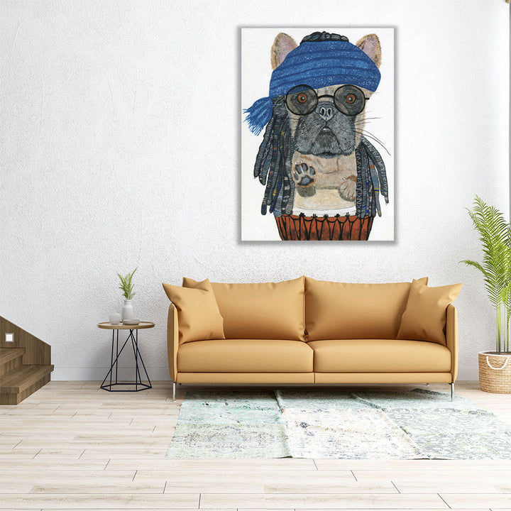 Hippie Frenchie - Canvas Print Wall Art