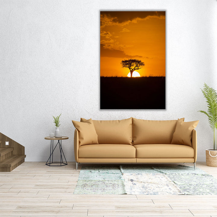 African Sunset With a Tree, Maasai Mara Kenya - Canvas Print Wall Art