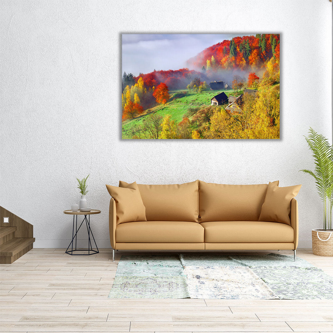 Colorful Autumn Landscape in The Carpathian Mountains - Canvas Print Wall Art