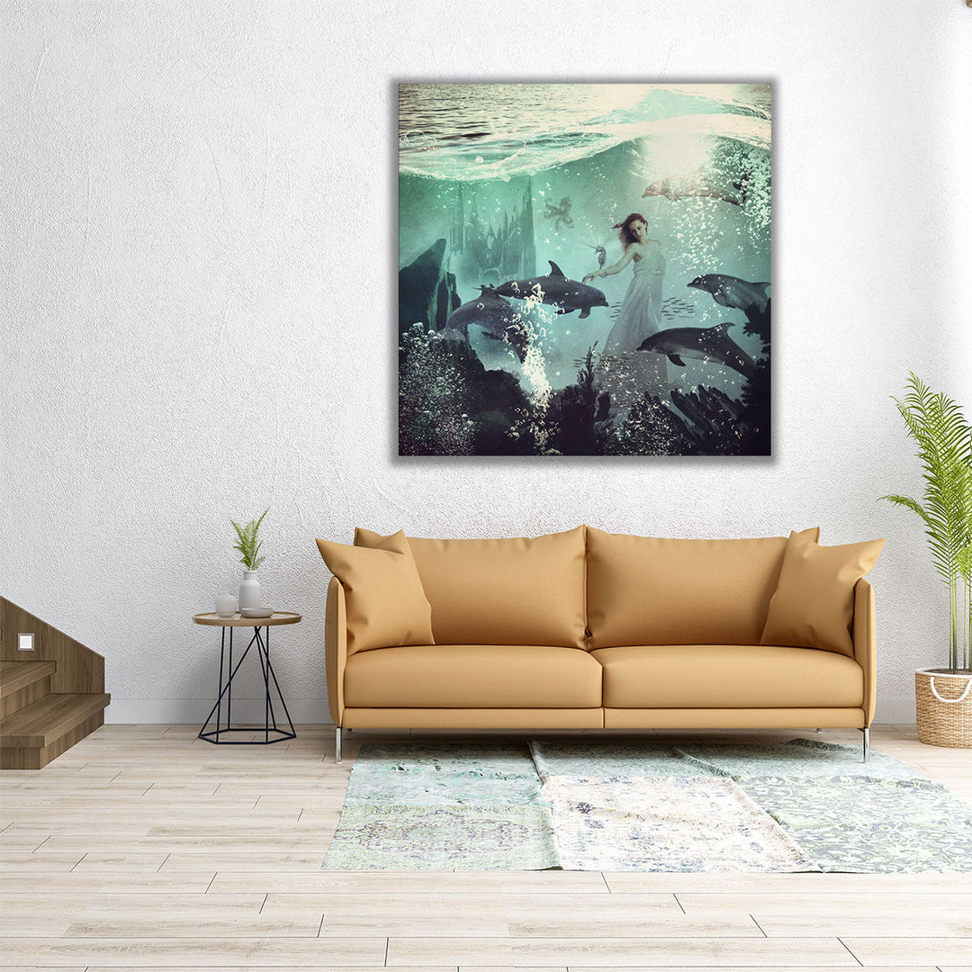 The Sea Unicorn Lady - Canvas Print Wall Art