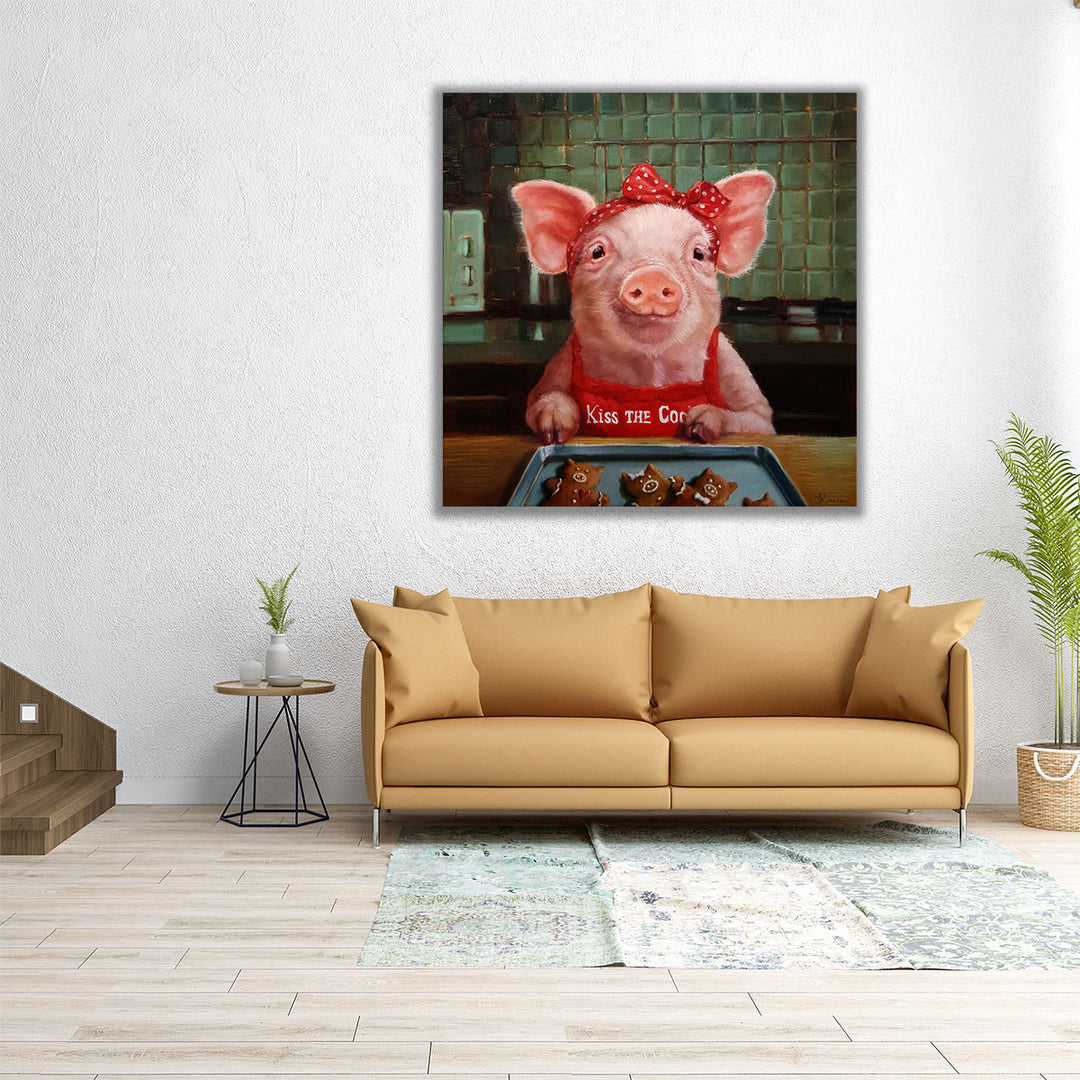 Gingerbread Pigs - Canvas Print Wall Art