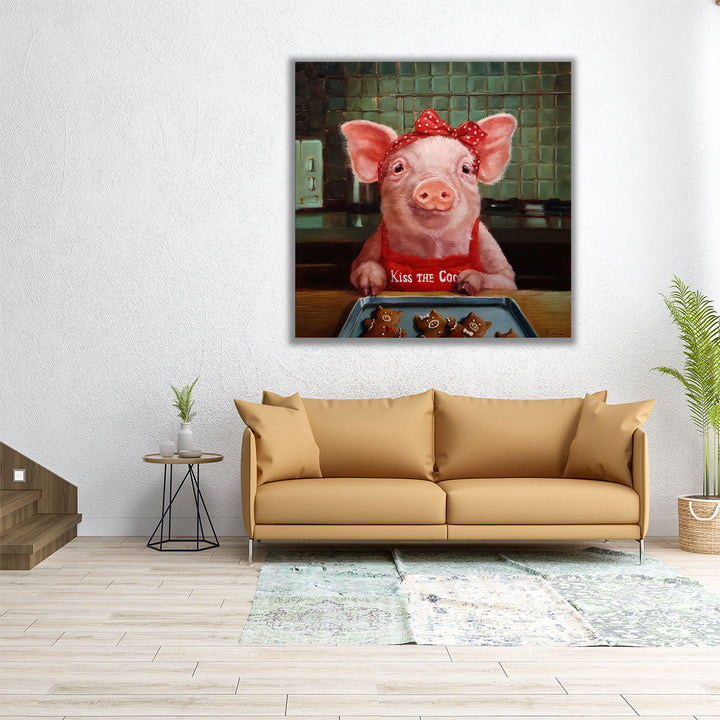 Gingerbread Pigs - Canvas Print Wall Art