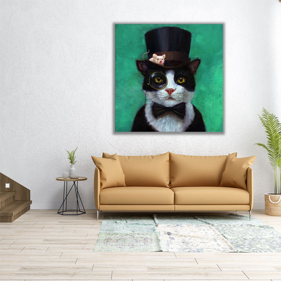 Tuxedo Cat Black And White - Canvas Print Wall Art