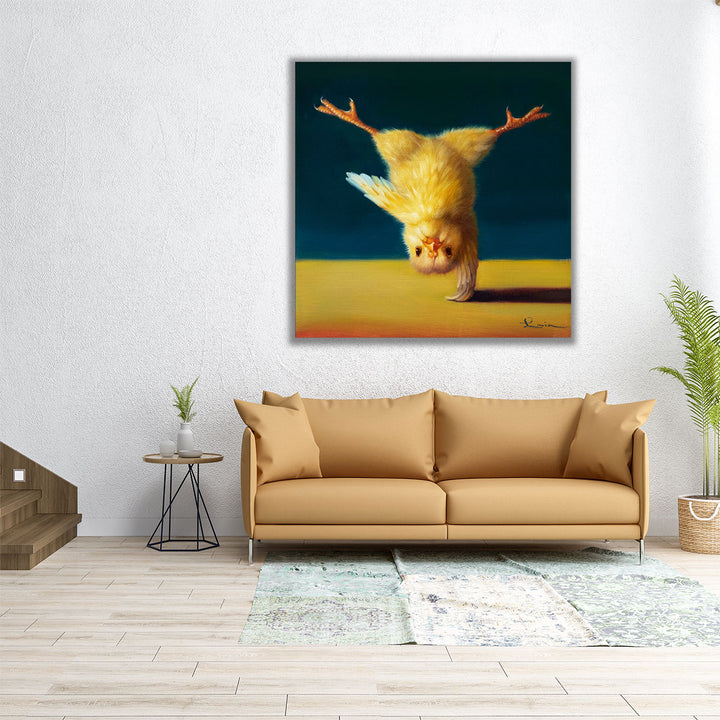 Yoga Chick One Legged Tree - Canvas Print Wall Art