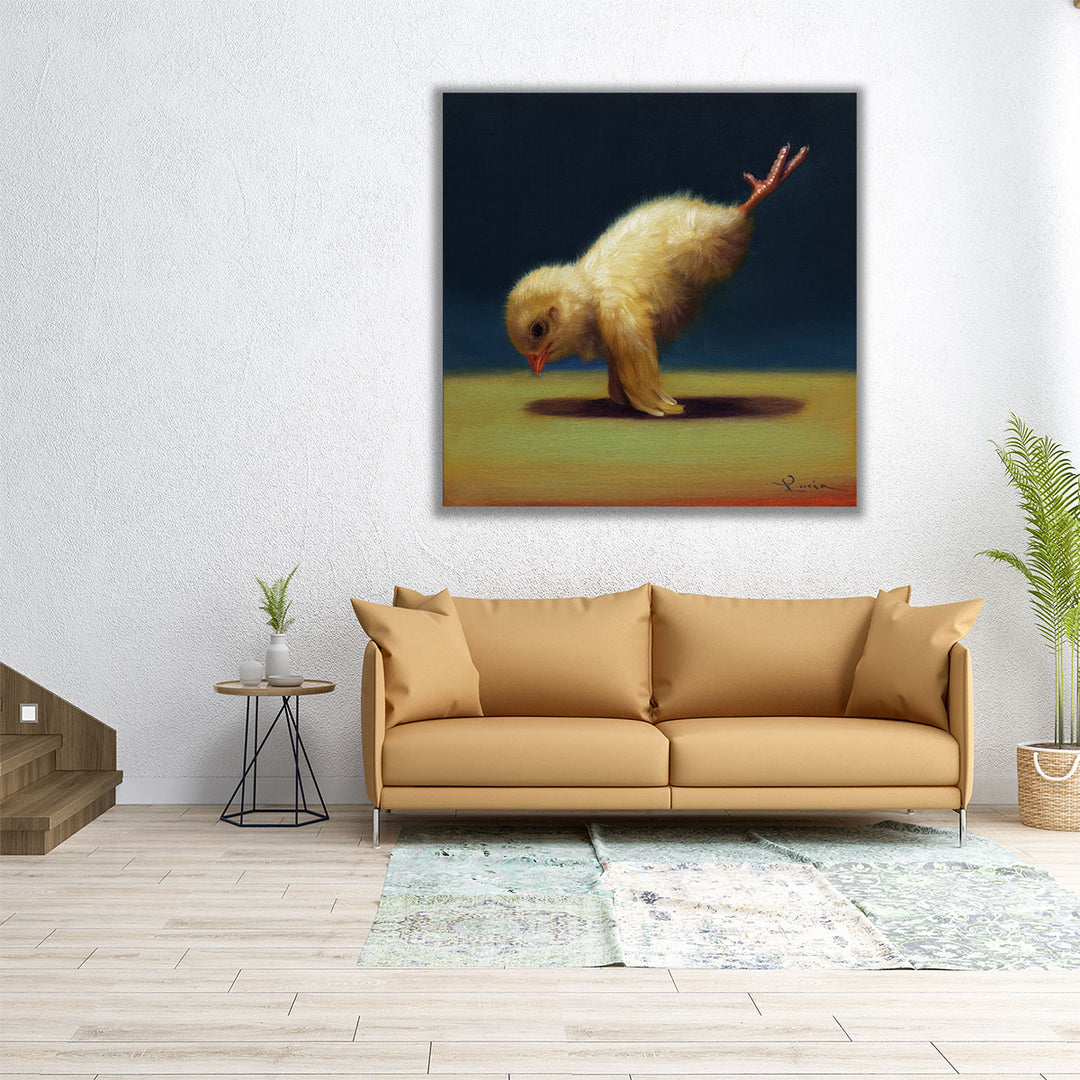 Yoga Chick Peacock - Canvas Print Wall Art