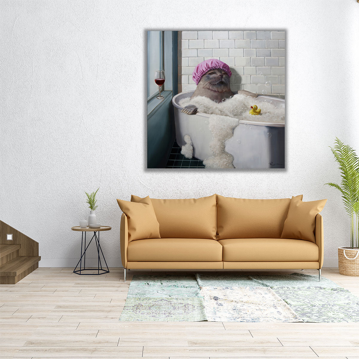 Bubble Bath Framed Art Print | Cat Humor Artwork | Lucia Heffernan