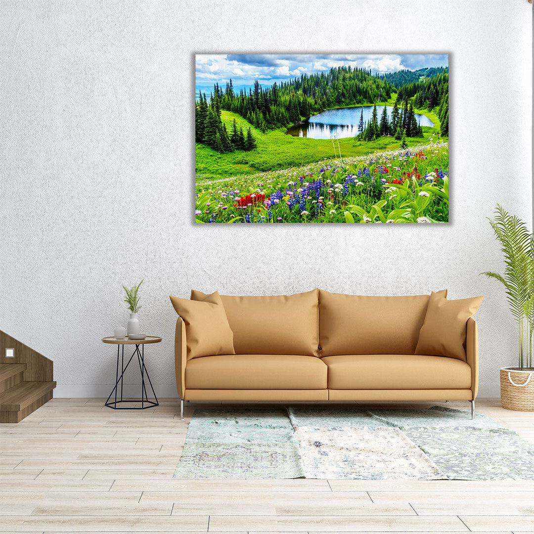 Tod Lake Through The Alpine Meadows, British Columbia - Canvas Print Wall Art