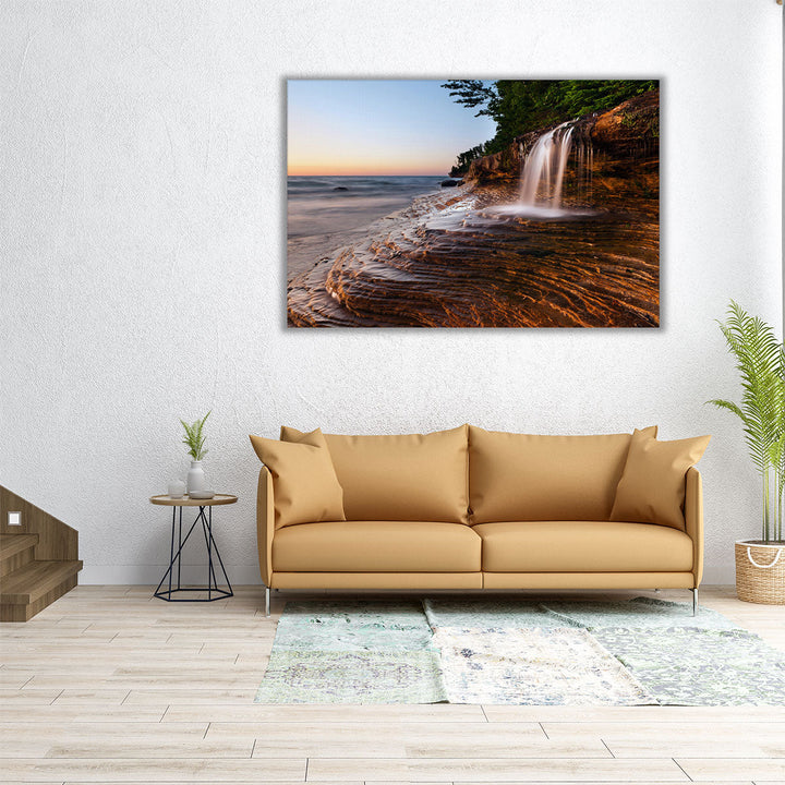 Waterfall at Pictured Rocks National Lakeshore, Lake Superior - Canvas Print Wall Art