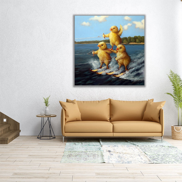Water Ski Chicks - Canvas Print Wall Art