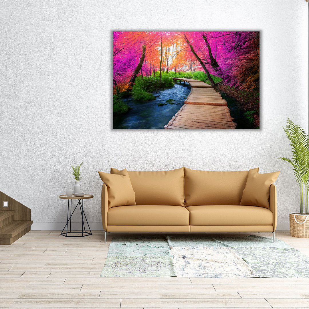 Wooden Path Trail in Plitvice Lakes National Park, Croatia - Canvas Print Wall Art