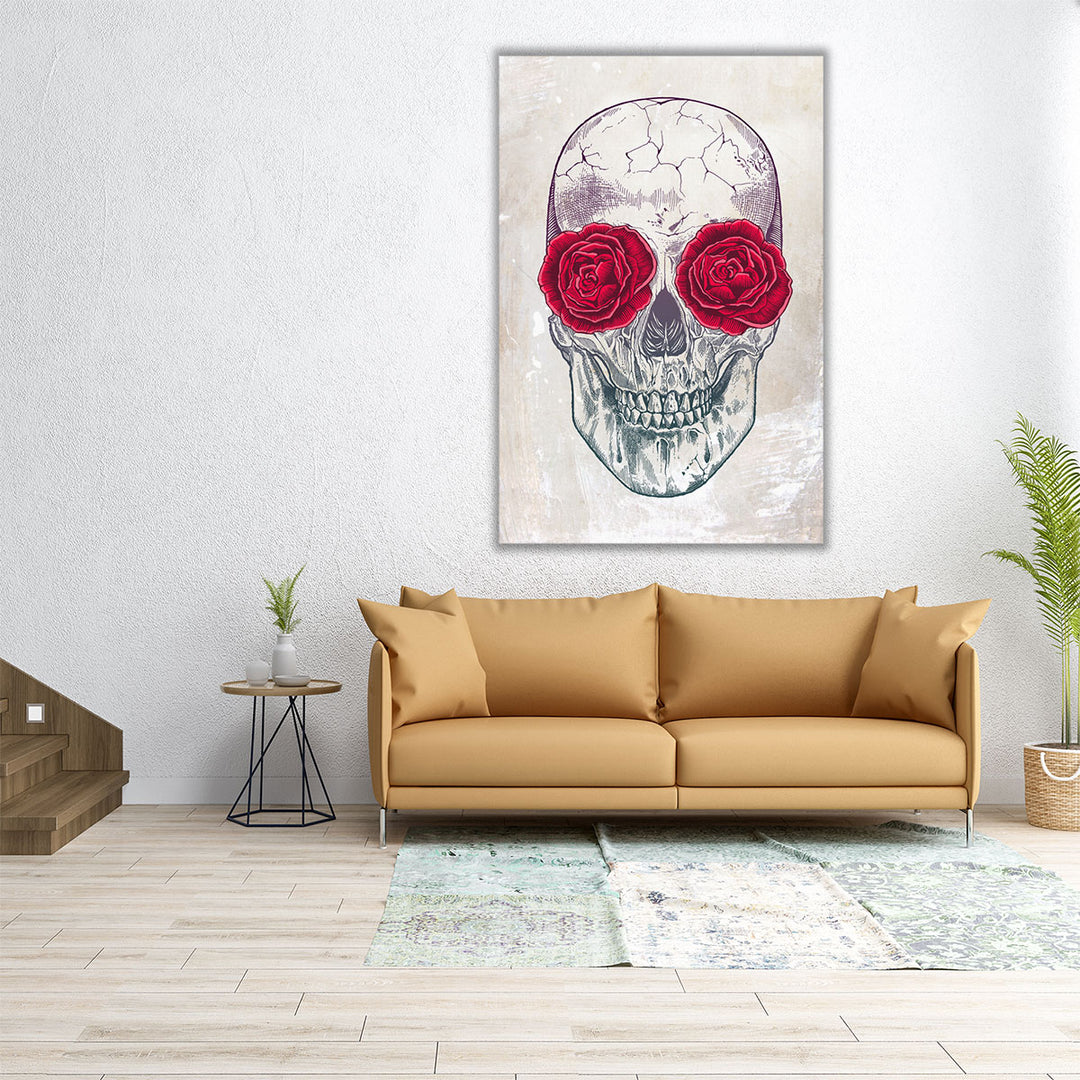 Skull And Roses - Canvas Print Wall Art