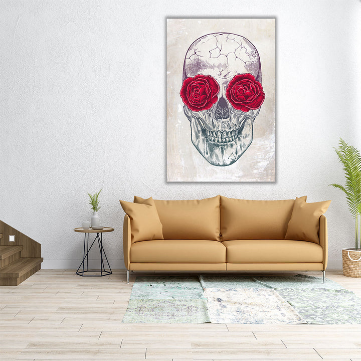 Skull And Roses - Canvas Print Wall Art